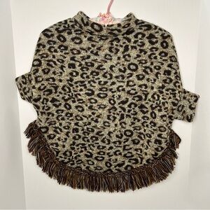 Do Everything in Love Leopard Print Sweater with Fringe NWT Girls size 4-6